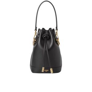 FENDI Leather Bucket Bag with Gold Hardware Women BLACK Handbags